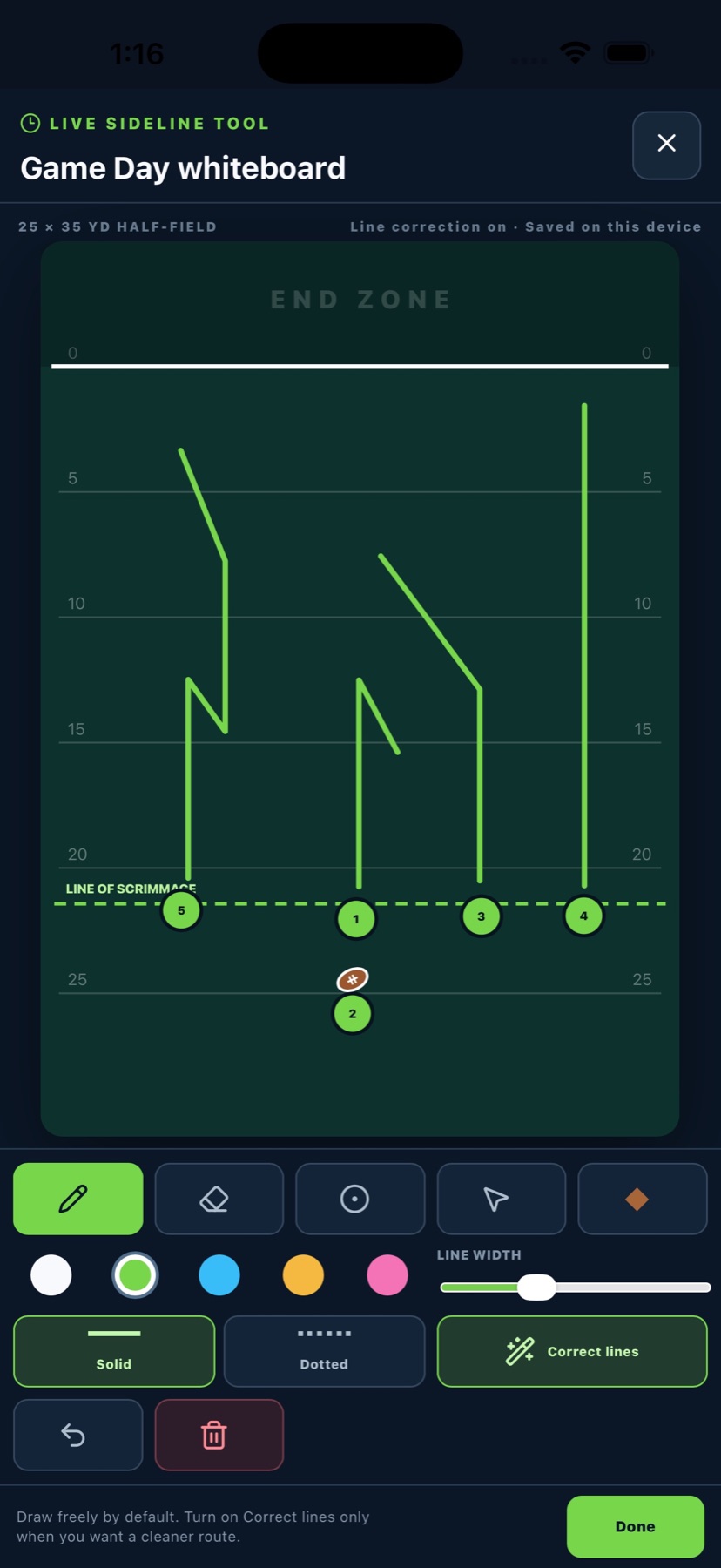 TactiFlag sideline whiteboard for drawing live flag football adjustments